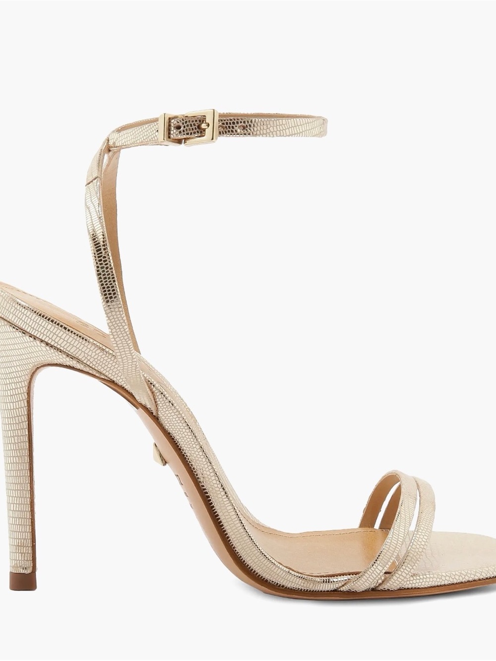 SCHUTZ Metallic Gold Strappy Sandals with Ankle Tie - Picture 4 of 4